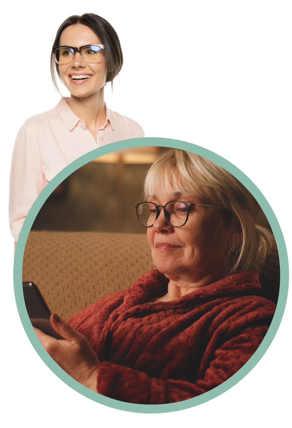 A CareConcierge coordinator ready to respond, and a patient reaching out to a practice after hours