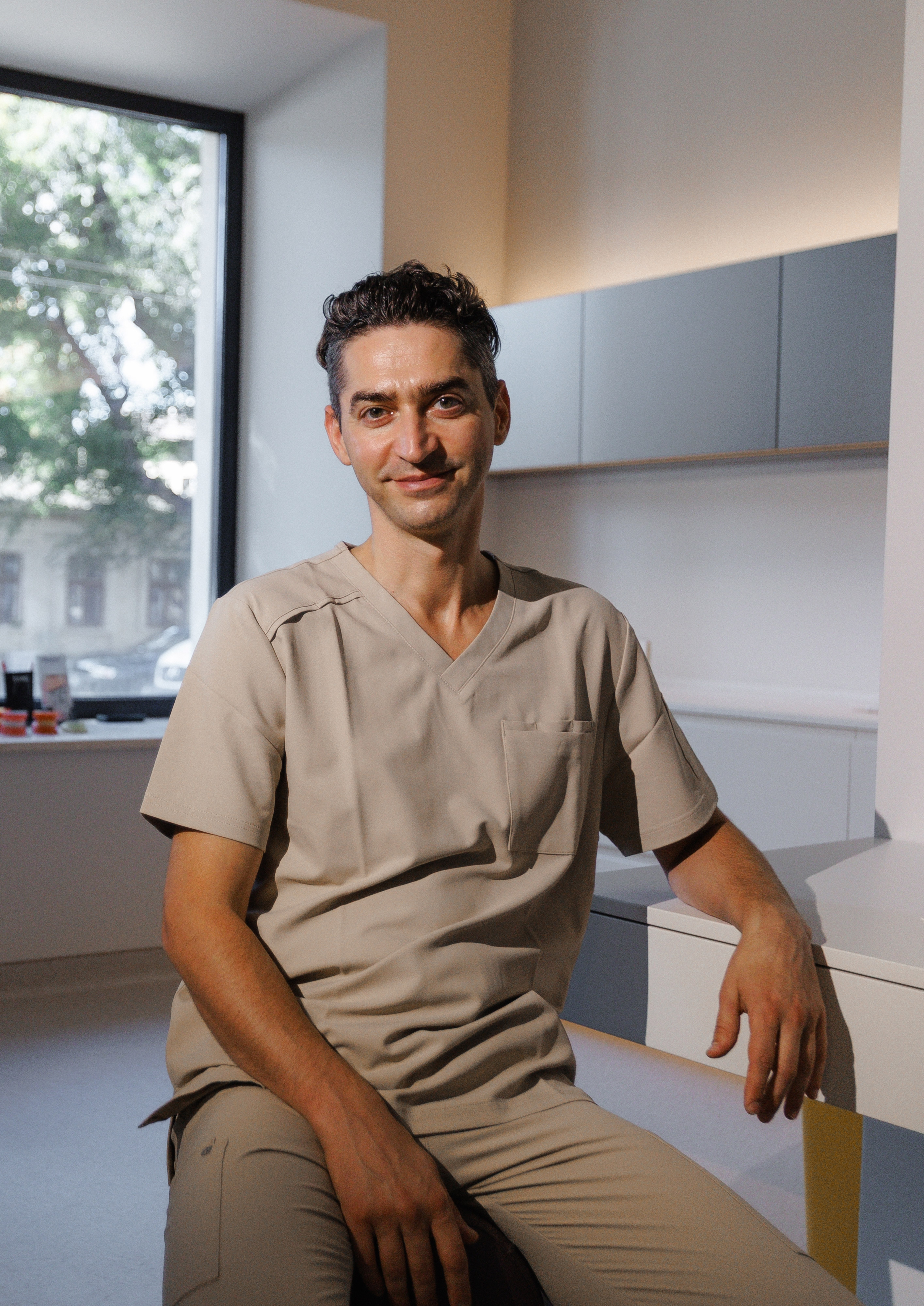 A clinician at focused work